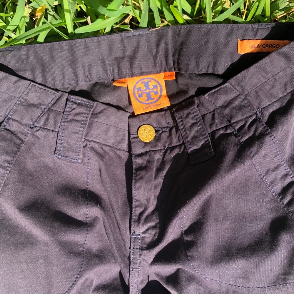 Tory Burch Slim Cargo Pants, navy blue, Sz 25